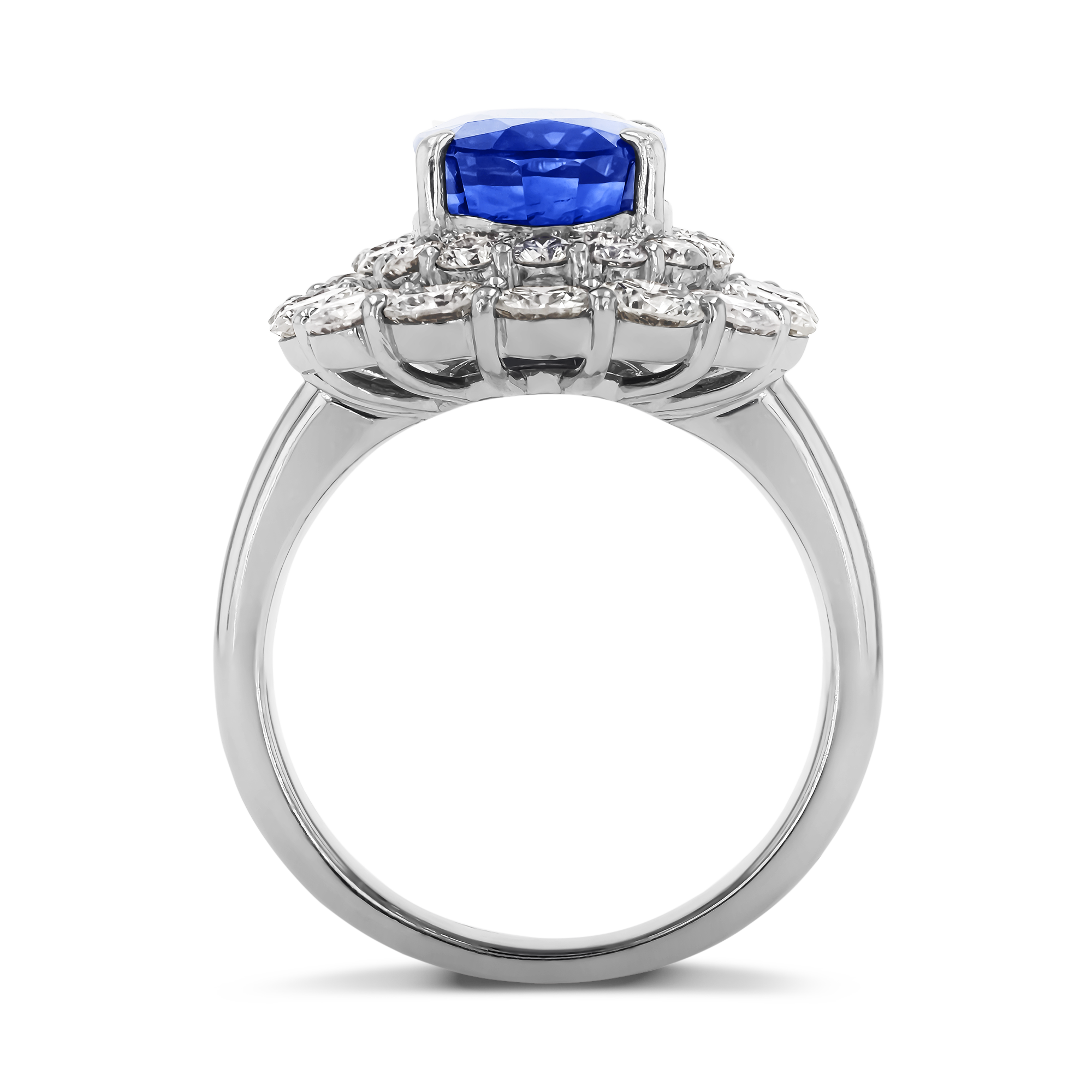 Sapphire Cluster Ring with Diamond Surround Oval Cut, Claw Set_3