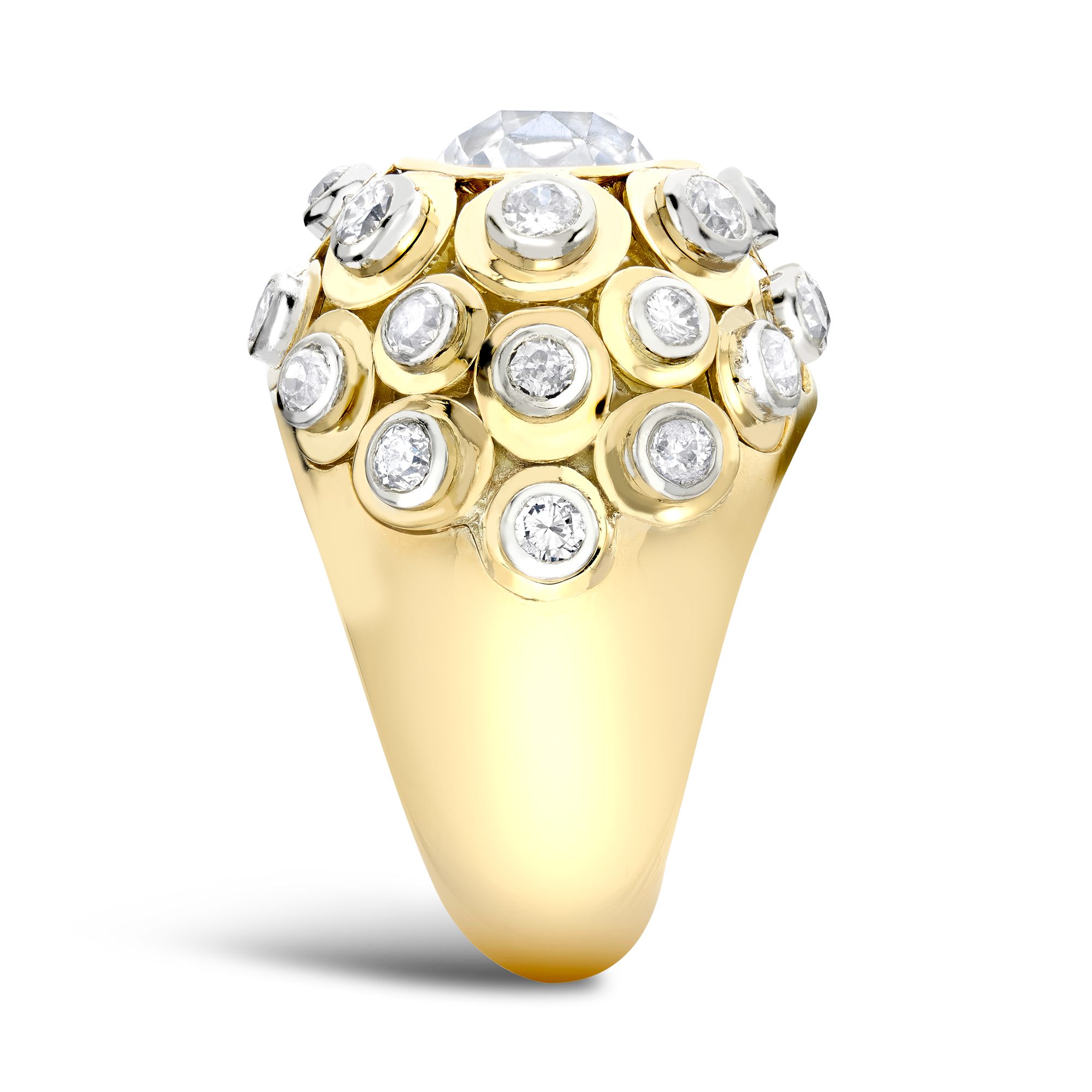 Cartier Paris Diamond Bombé Ring Old and Brilliant Cut, Rub Over Set_4