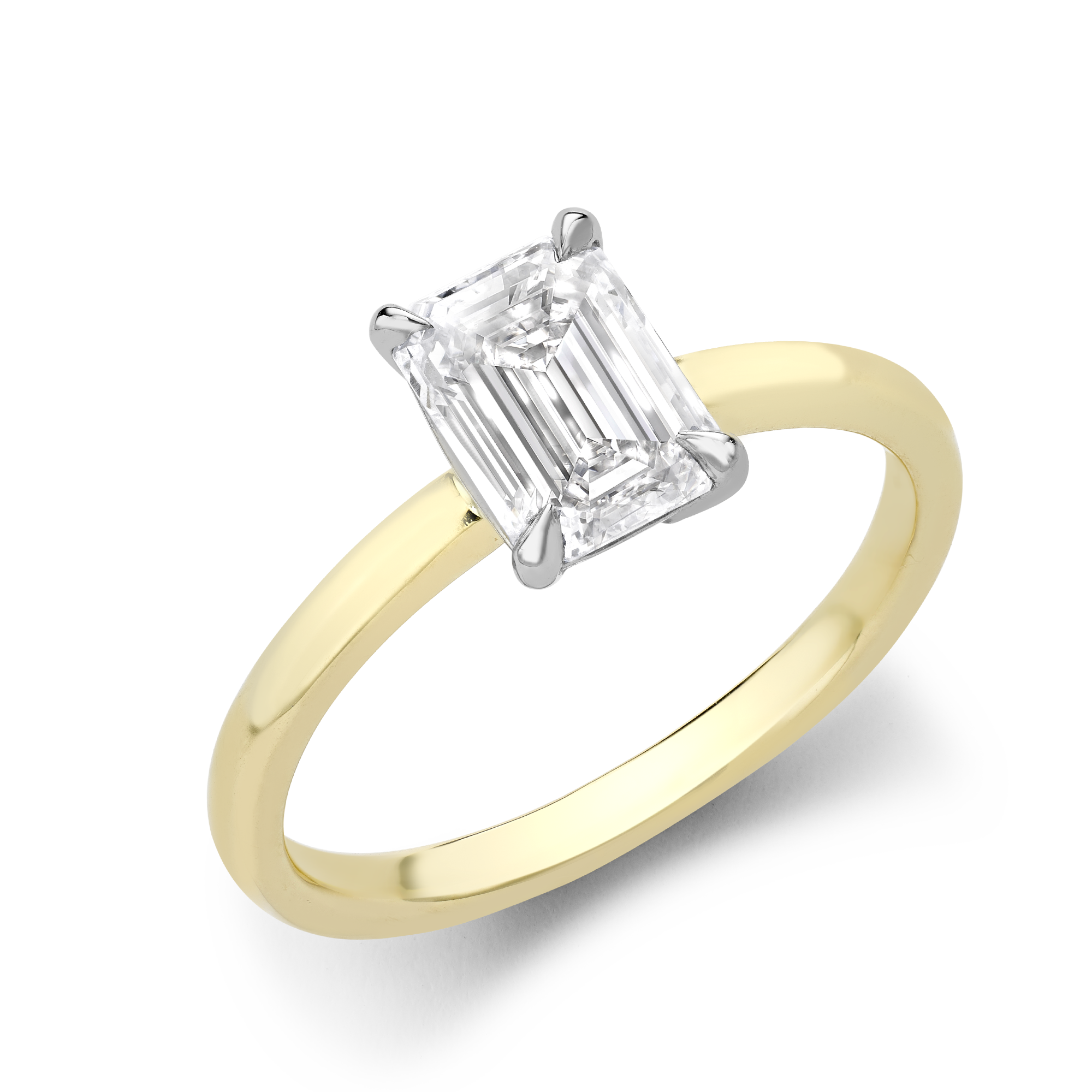 Emerald Cut, Diamond Solitaire Ring Emerald Cut, Four Claw Set_1