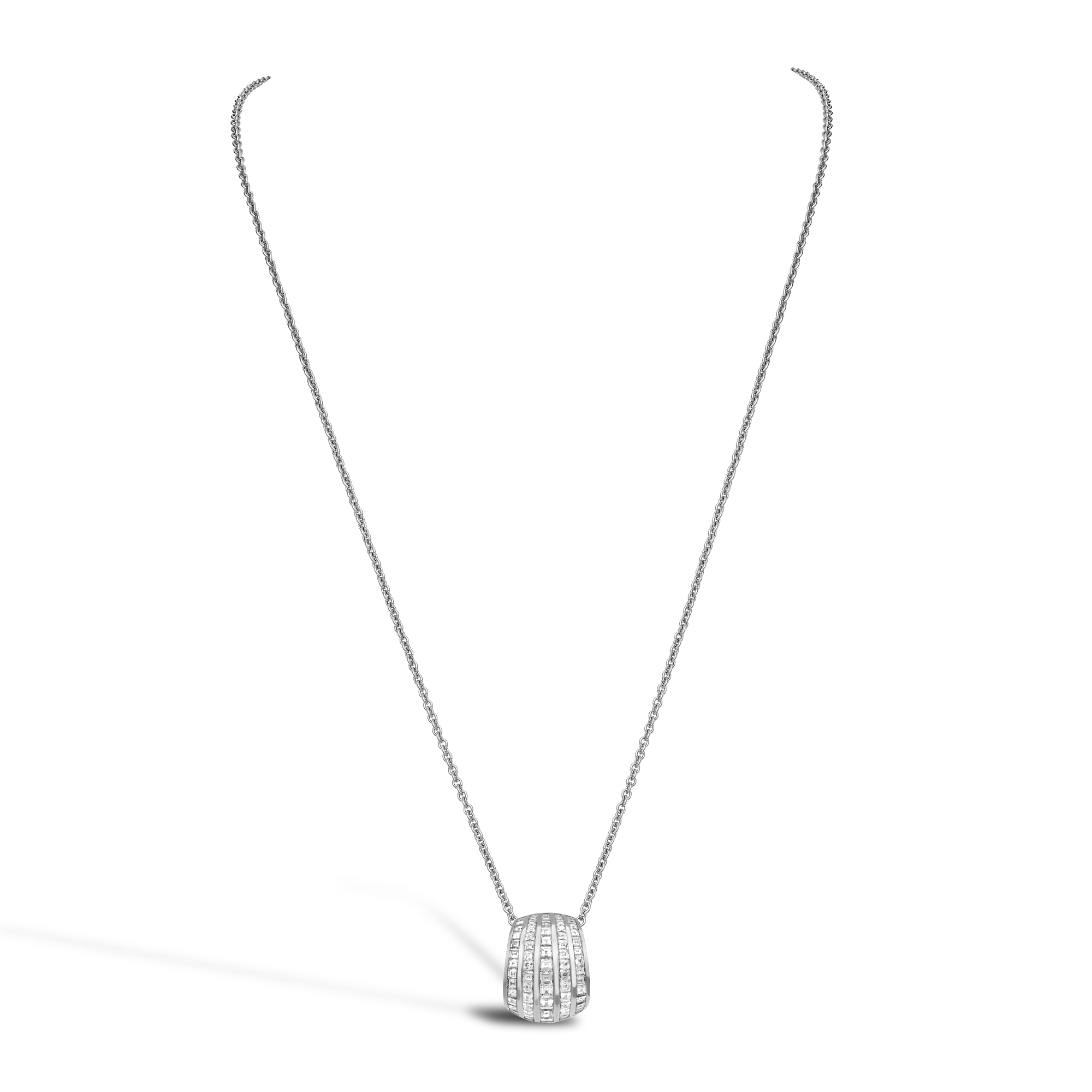 Manhattan Five Row Diamond Pendant Carre & French Cut, Channel Set_2