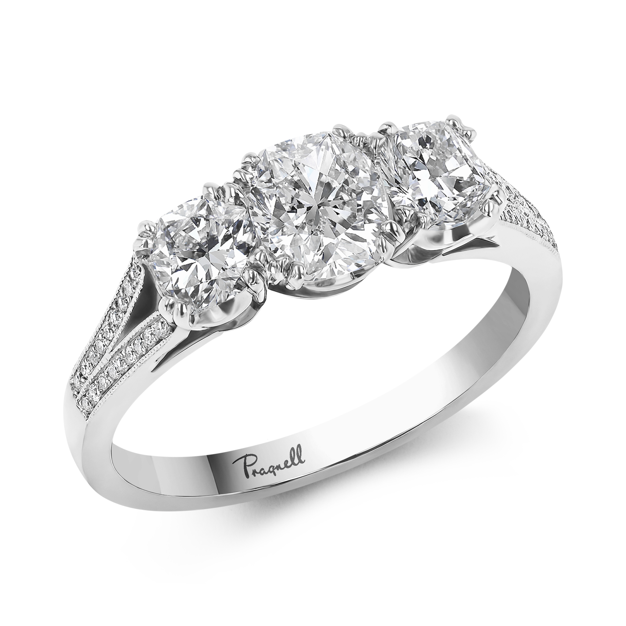 Imperial 1.92ct Diamond Three Stone Ring Cushion Cut, Claw Set_1
