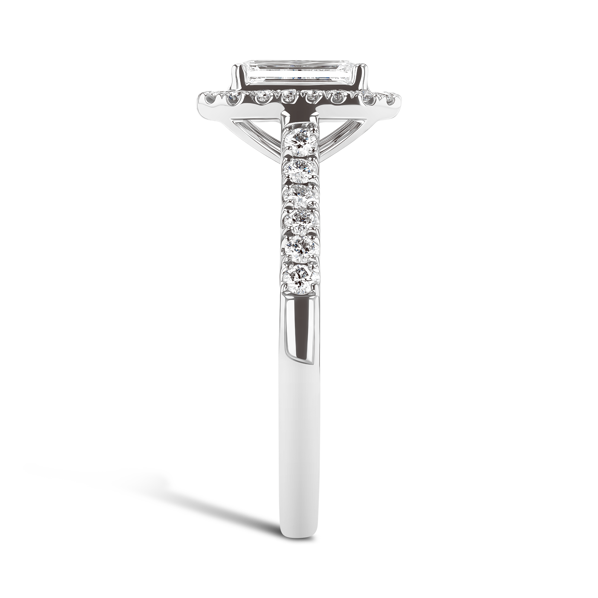 Celestial 0.30ct Emerald Cut Diamond Cluster Ring Emerald Cut, Claw Set_4