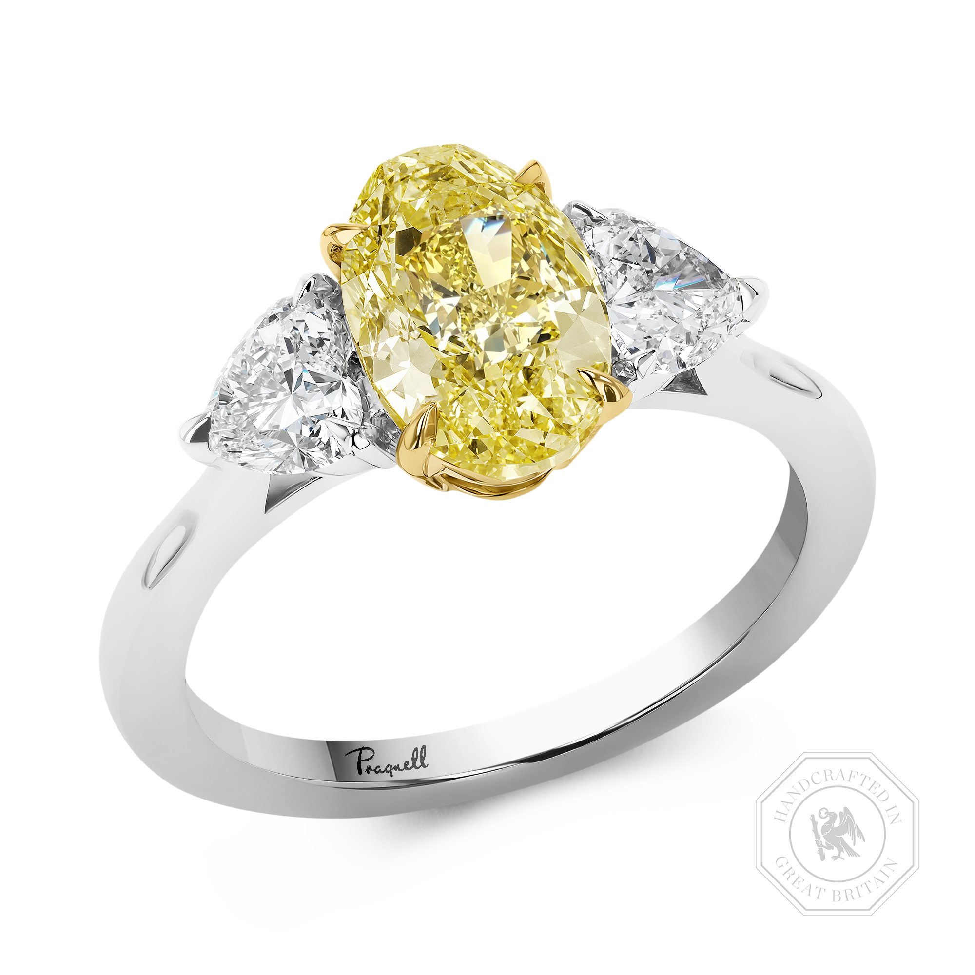 Venus Setting 2.01ct Kimberley Fancy Intense Yellow Diamond Ring Oval & Heart Cut, Claw Set_1