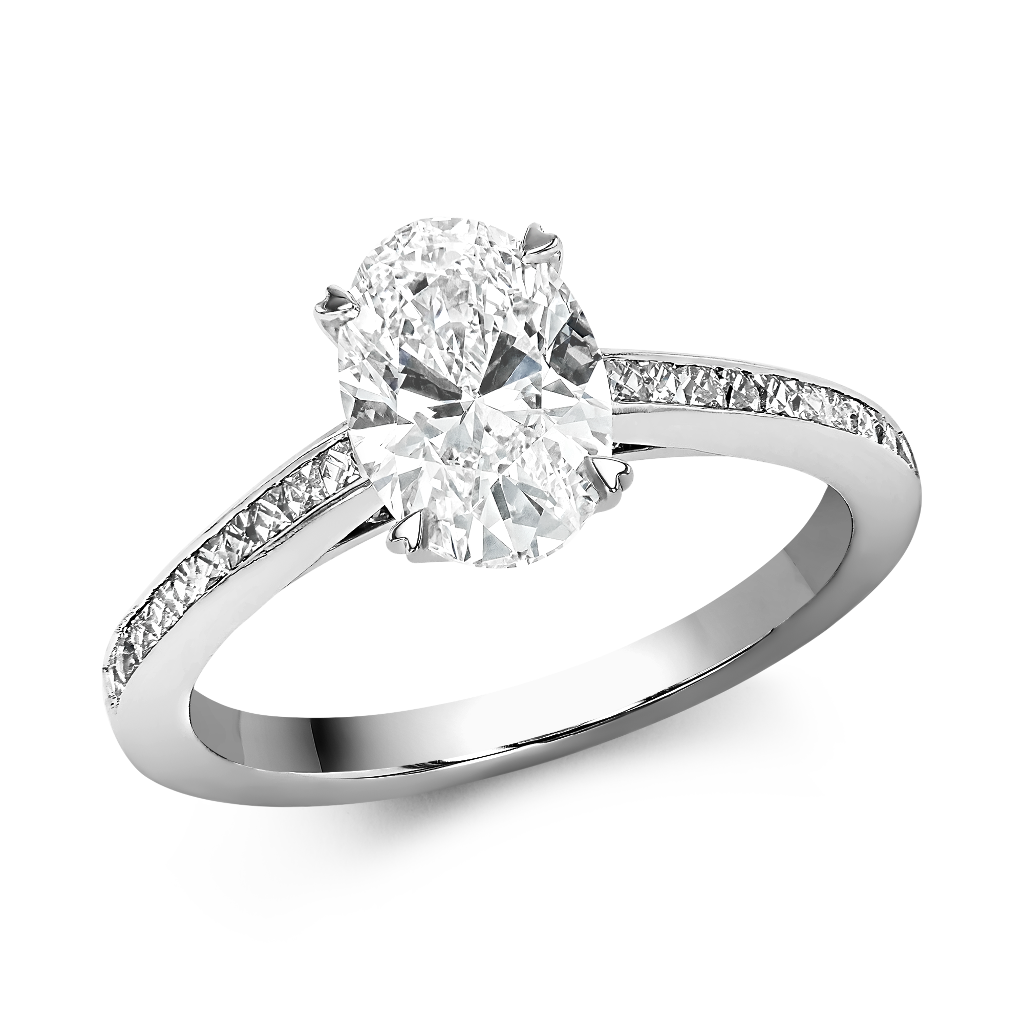 Oval cut diamond engagement ring set on a diamond band | Temple & Grace AU