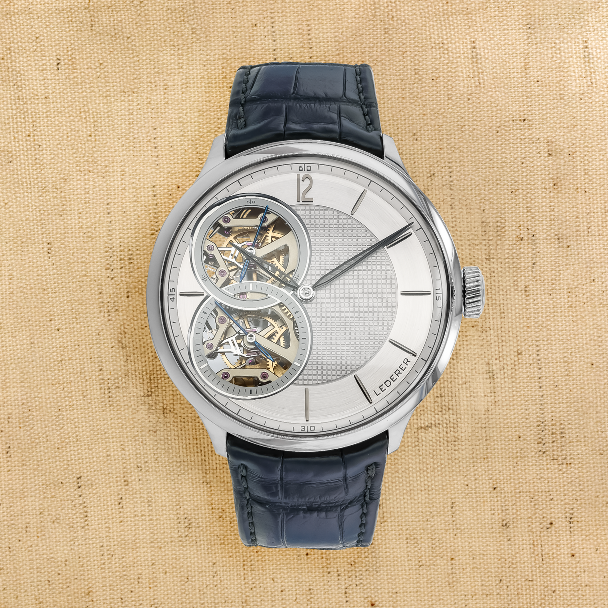 Lederer Central Impulse Chronometer 44mm, Rhodium Dial, Baton Numerals_1