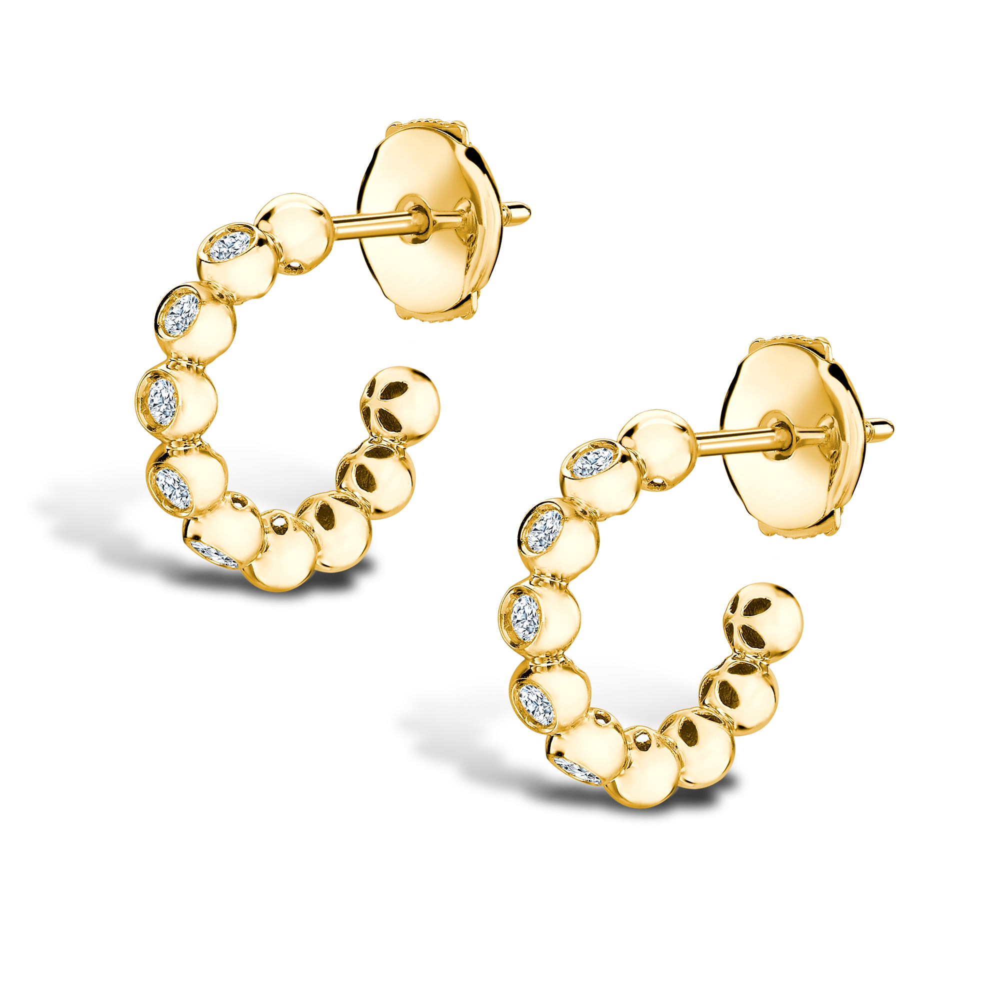 Bohemia Diamond Hoop Earrings Brilliant Cut, Rubover Set_3