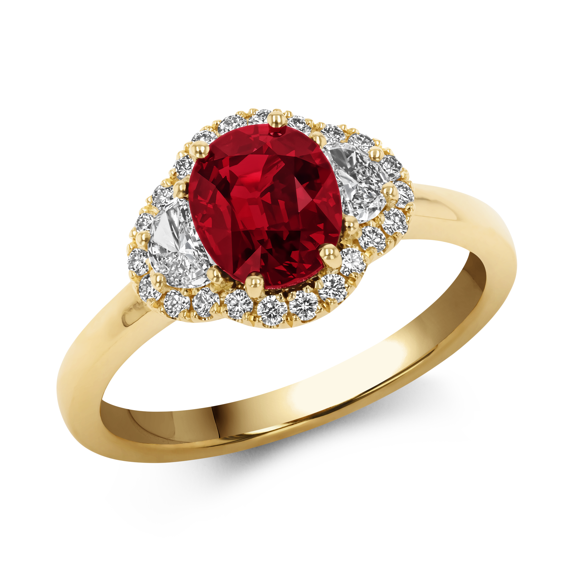 Mozambique 1.41ct Vivid Red Ruby and Diamond Cluster Ring Oval Cut, Rubover Set_1