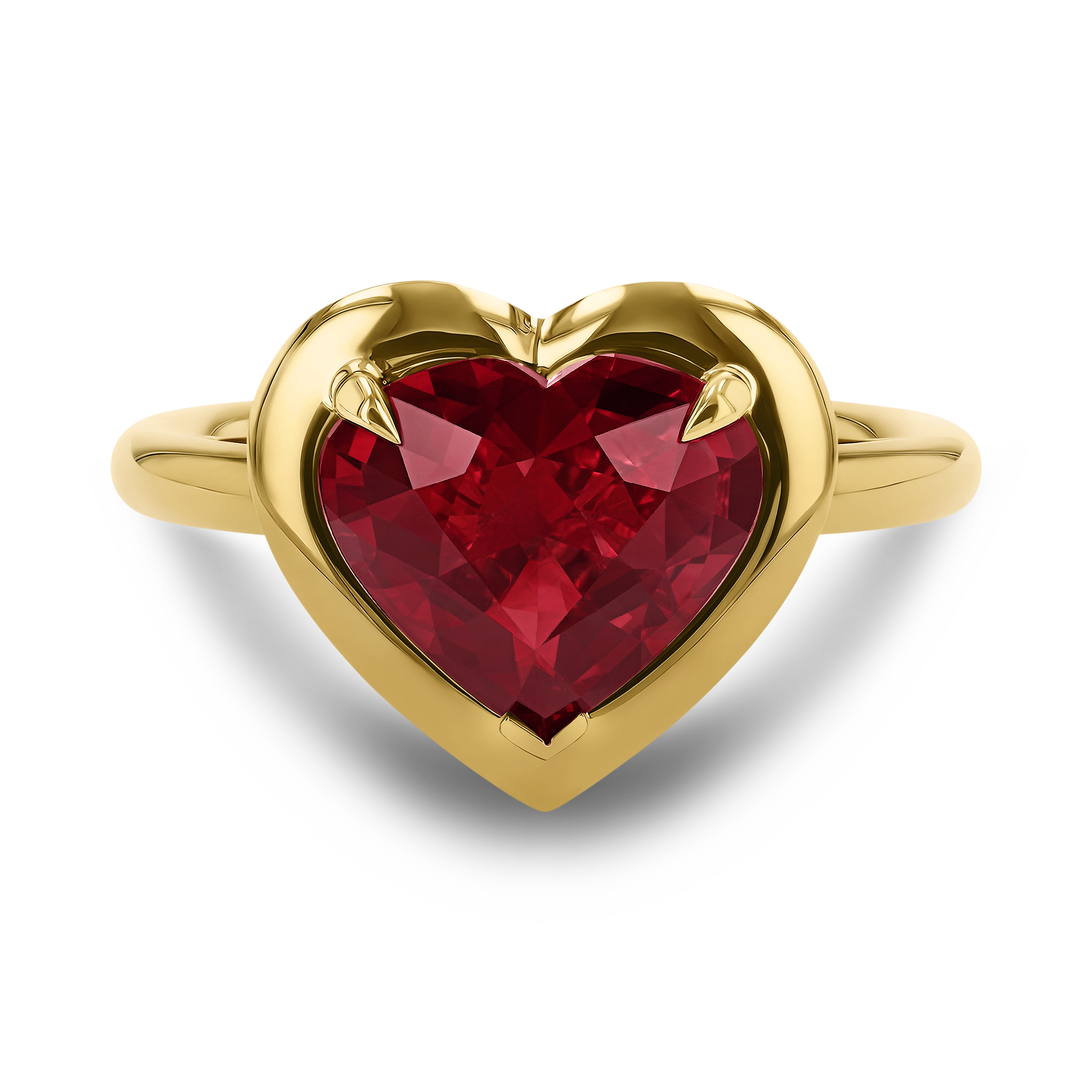 Skimming Stone 3.01ct Heartshape Mozambique Ruby and Diamond Ring Heartshape, Claw set_2
