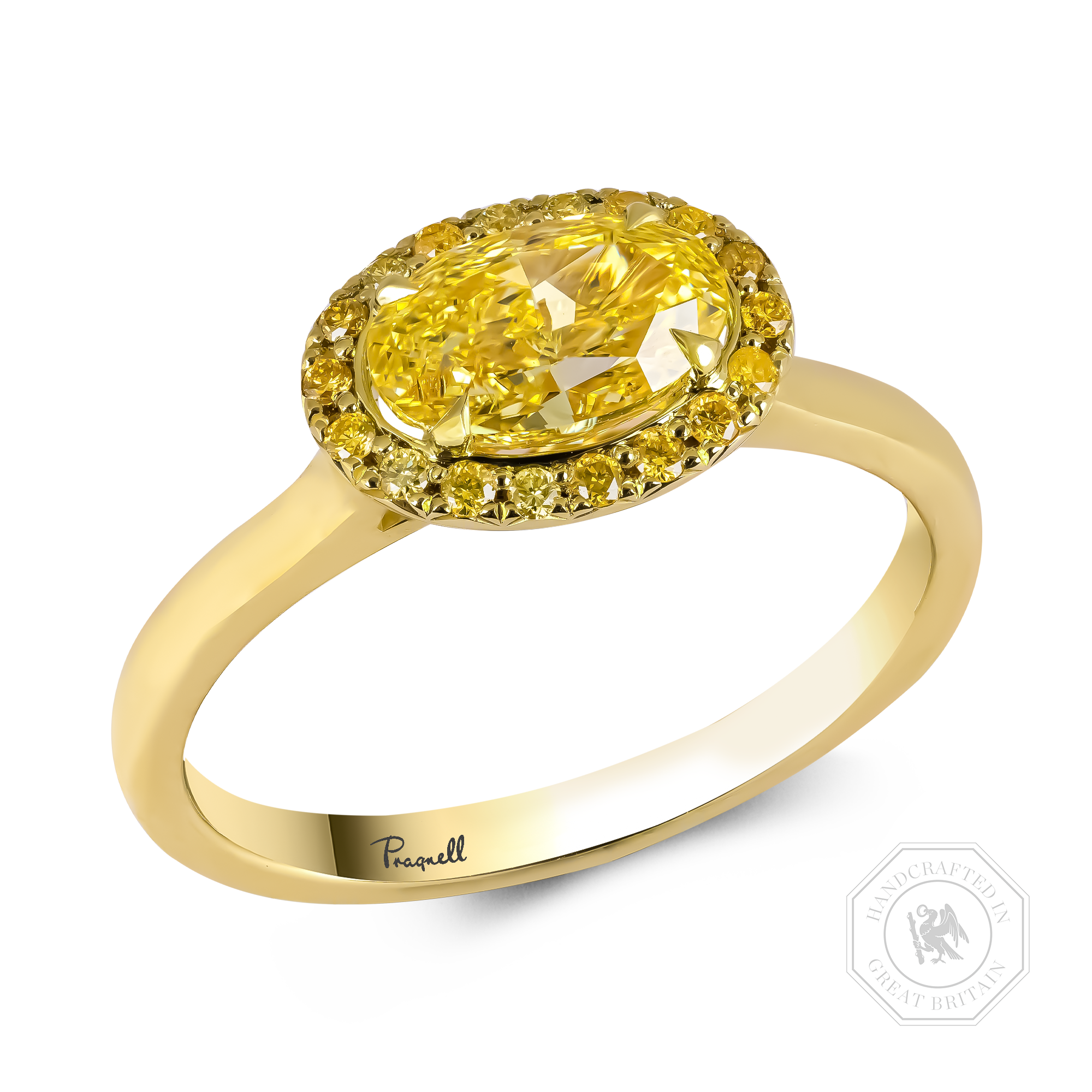 Oval Cut 1.01ct Kimberley Fancy Intense Yellow Diamond Ring Oval Cut, Claw Set_1