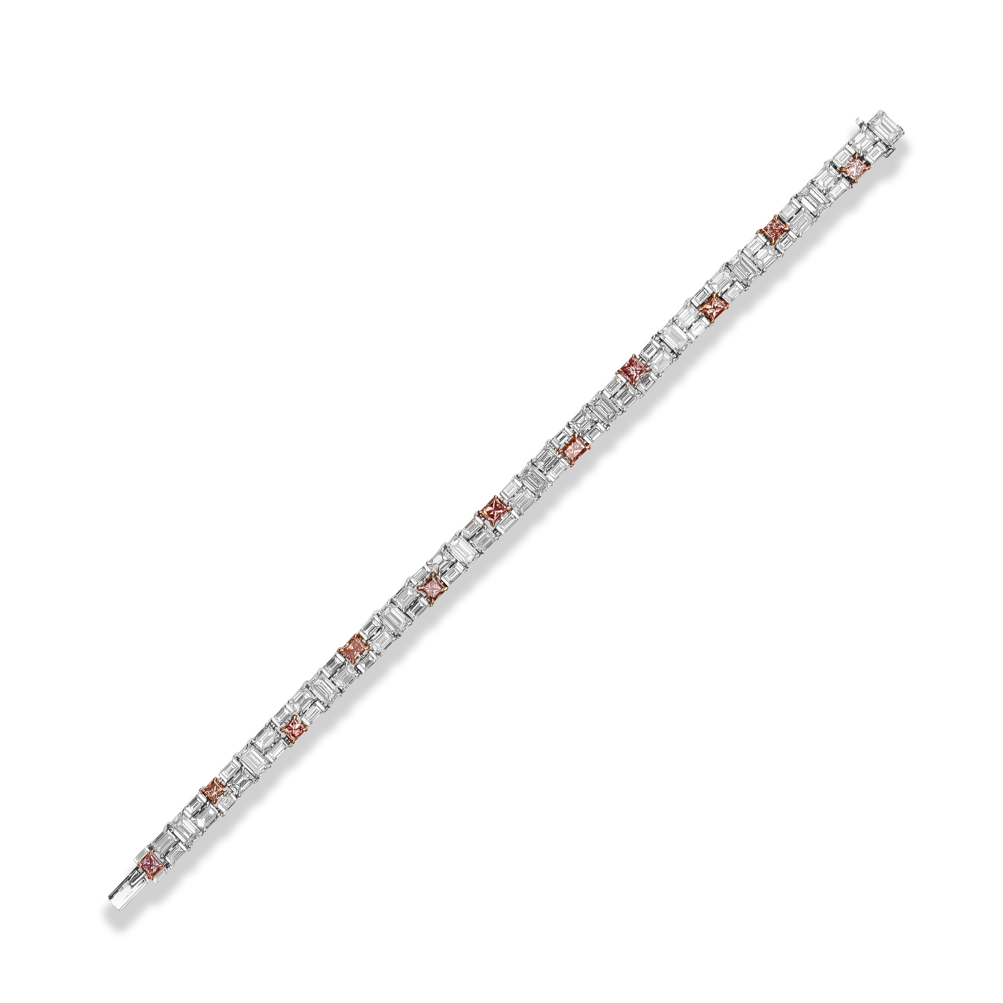 Masterpiece Mosaic 15.76ct Diamond and Pink Diamond Mosaic Bracelet Emerald, Baguette & Princess Cut, Claw Set_2