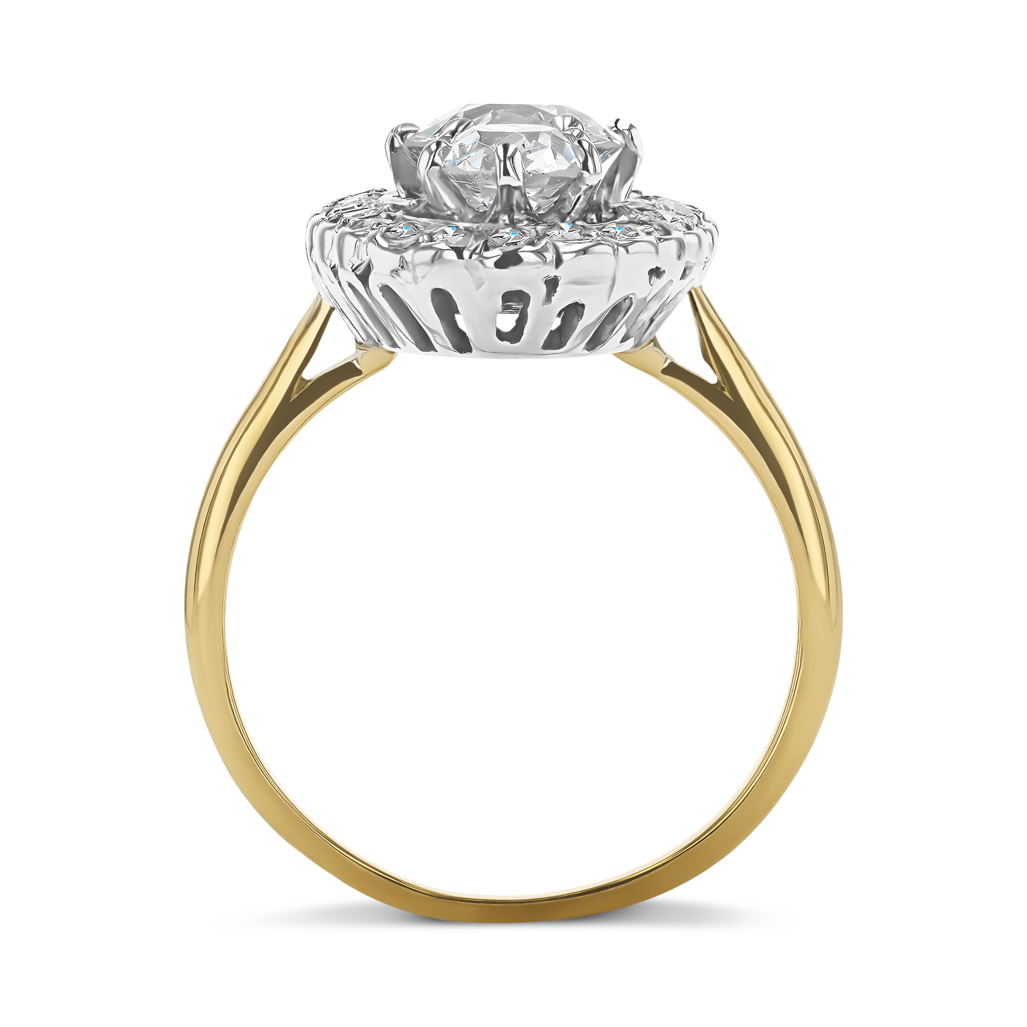 Old European Cut Three Stone Diamond Plaque Ring Old European Cut, Claw Set_3