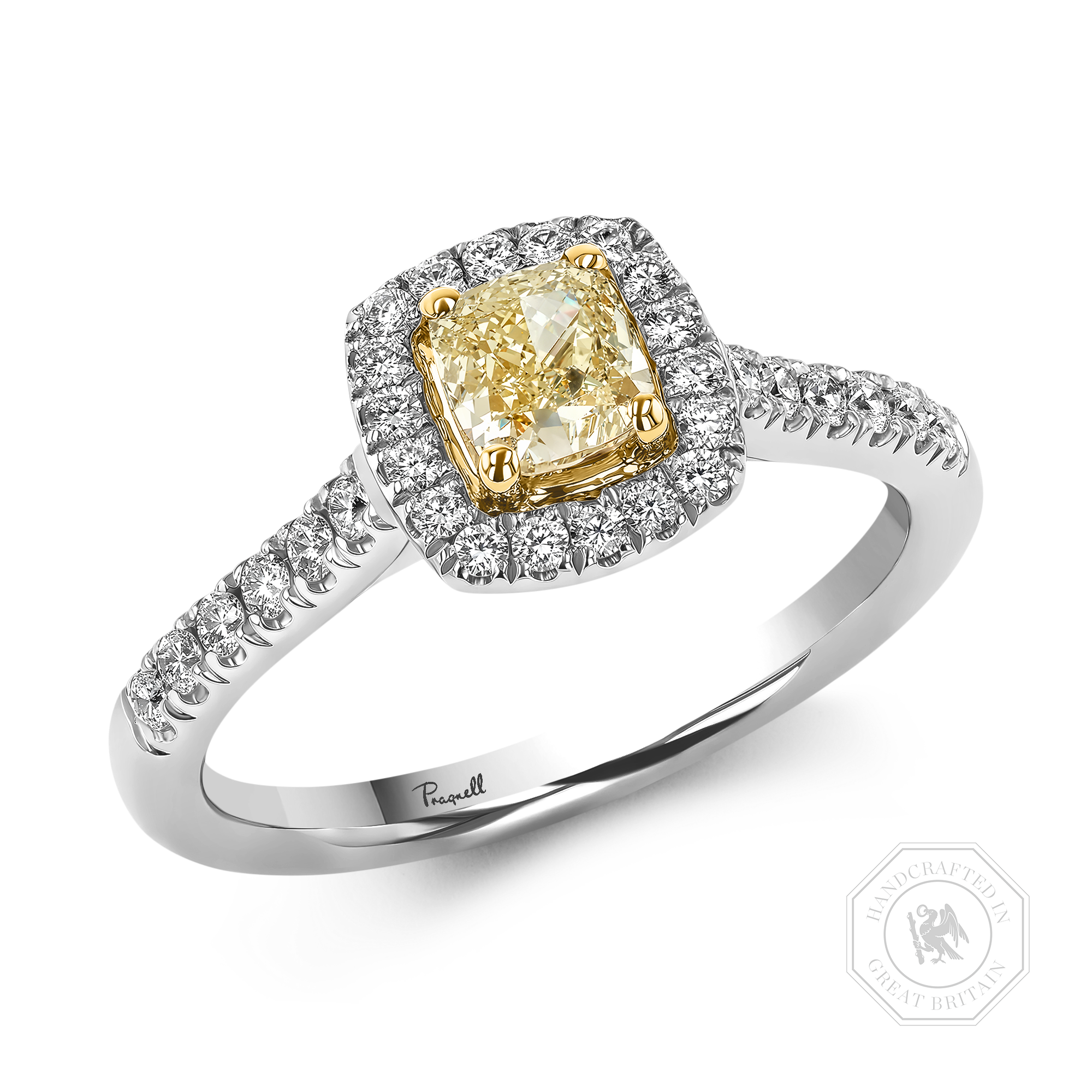 Celestial Radiant Cut 0.46ct Fancy Yellow Diamond Cluster Ring Radiant Cut, Claw Set_1