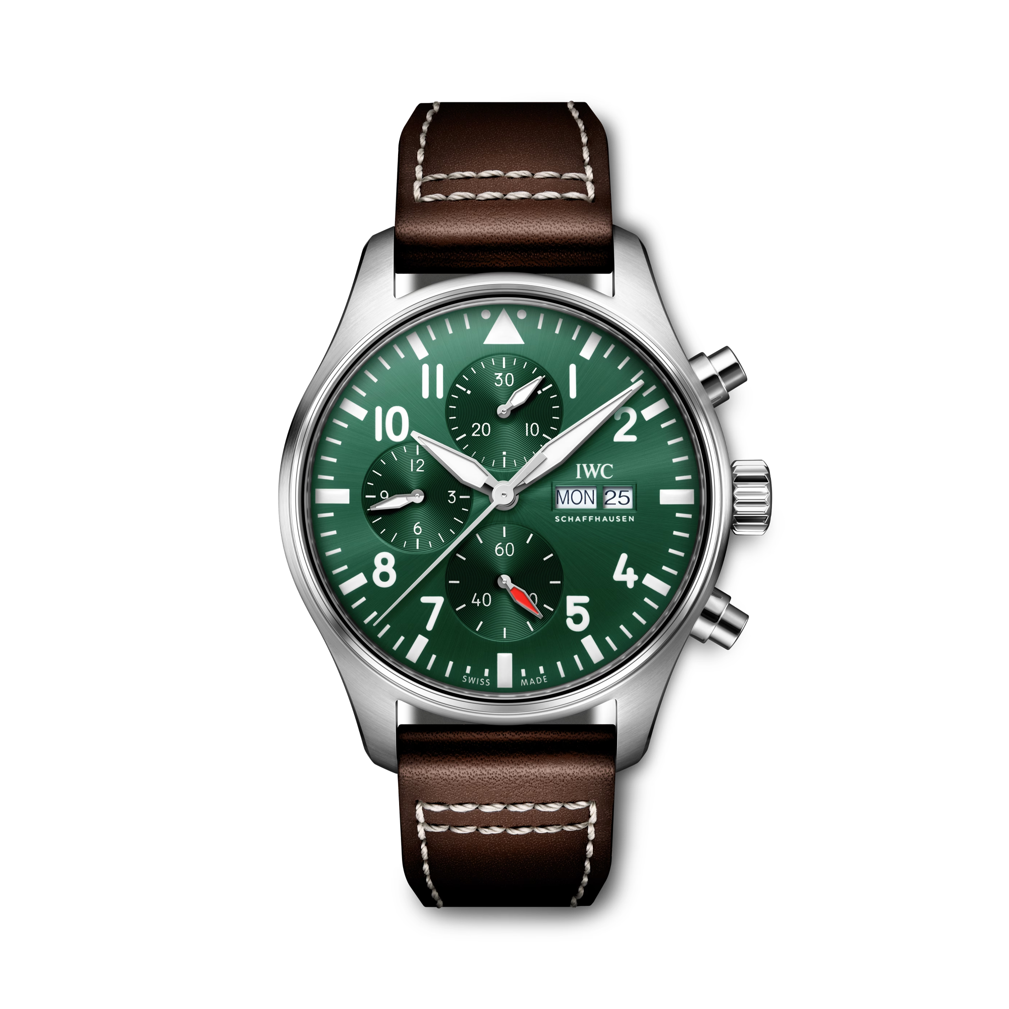 IWC Pilot Chronograph 43mm, Green Dial, Arabic Numerals_1