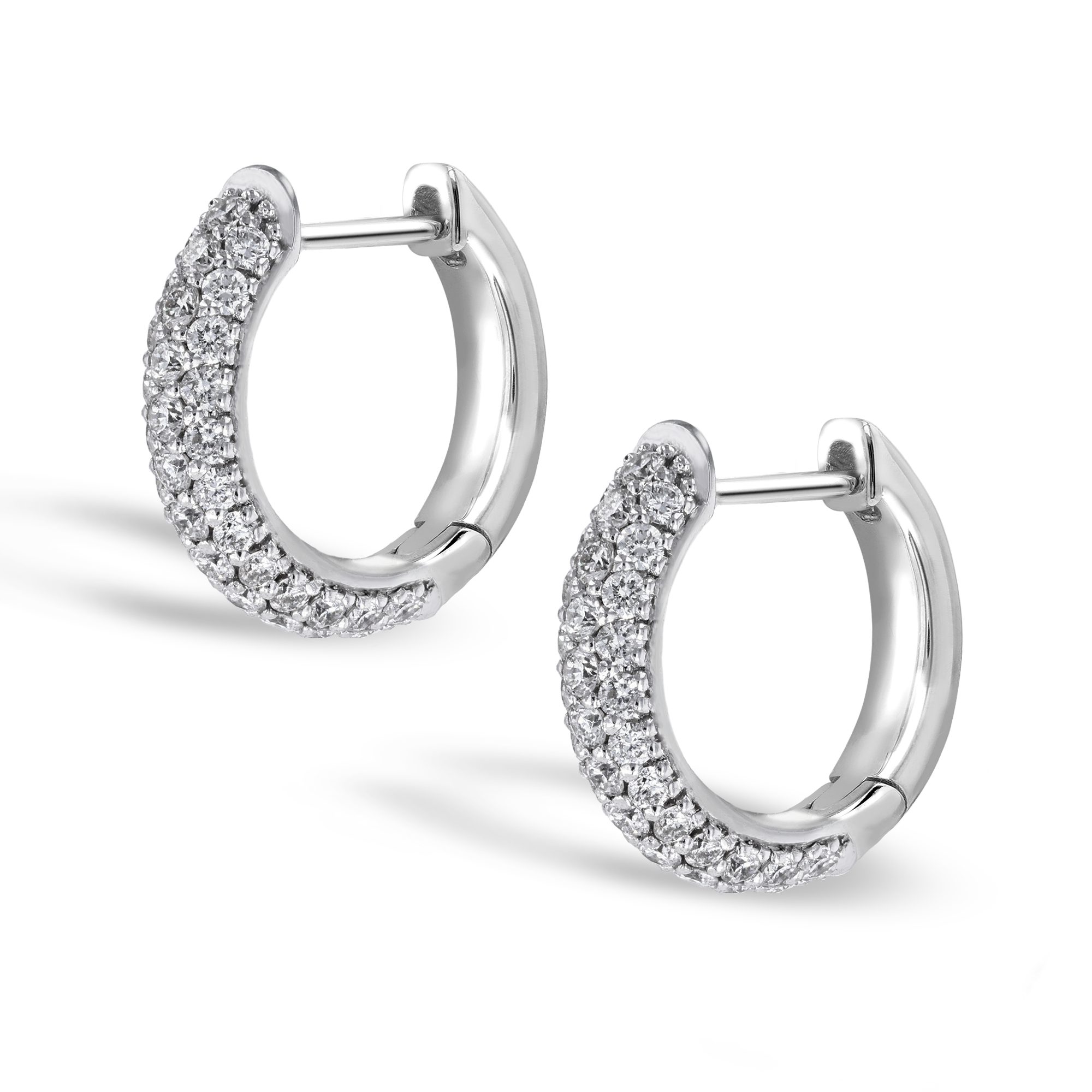 Diamond Hoop Earrings 0.74ct in 18ct White Gold Brilliant Cut, Pave Set Pragnell
