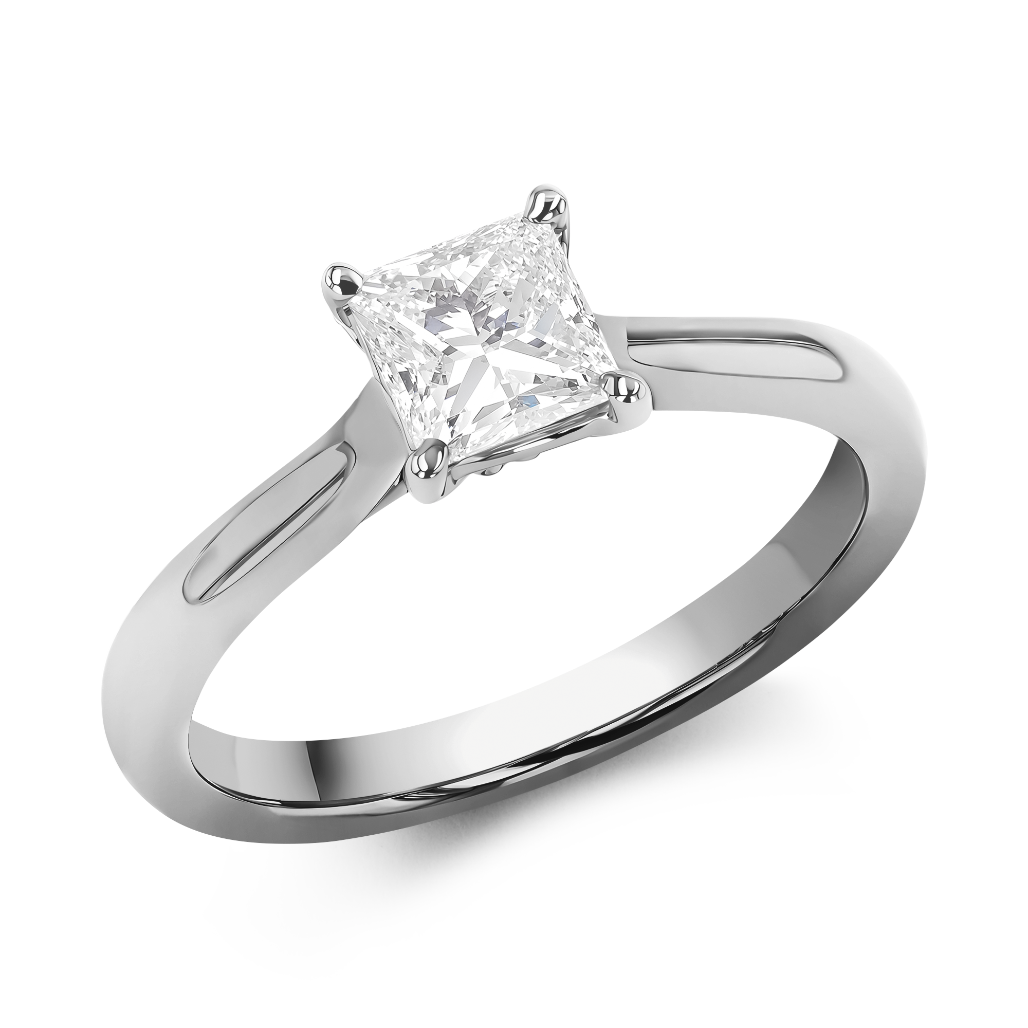 0.70CT Diamond Solitaire Ring Princess Cut. Solitaire. Four Claw Set_1