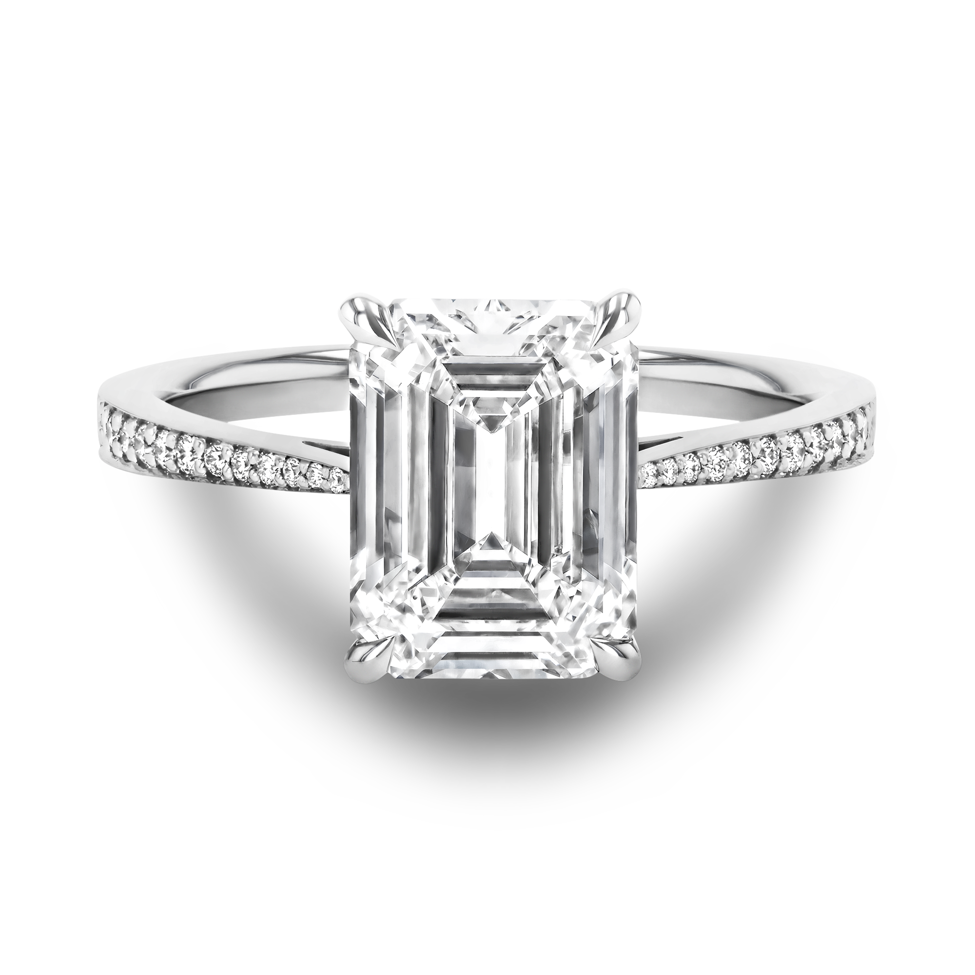 Masterpiece Emerald Cut Diamond Ring Emerald Cut, Four Claw Set_2