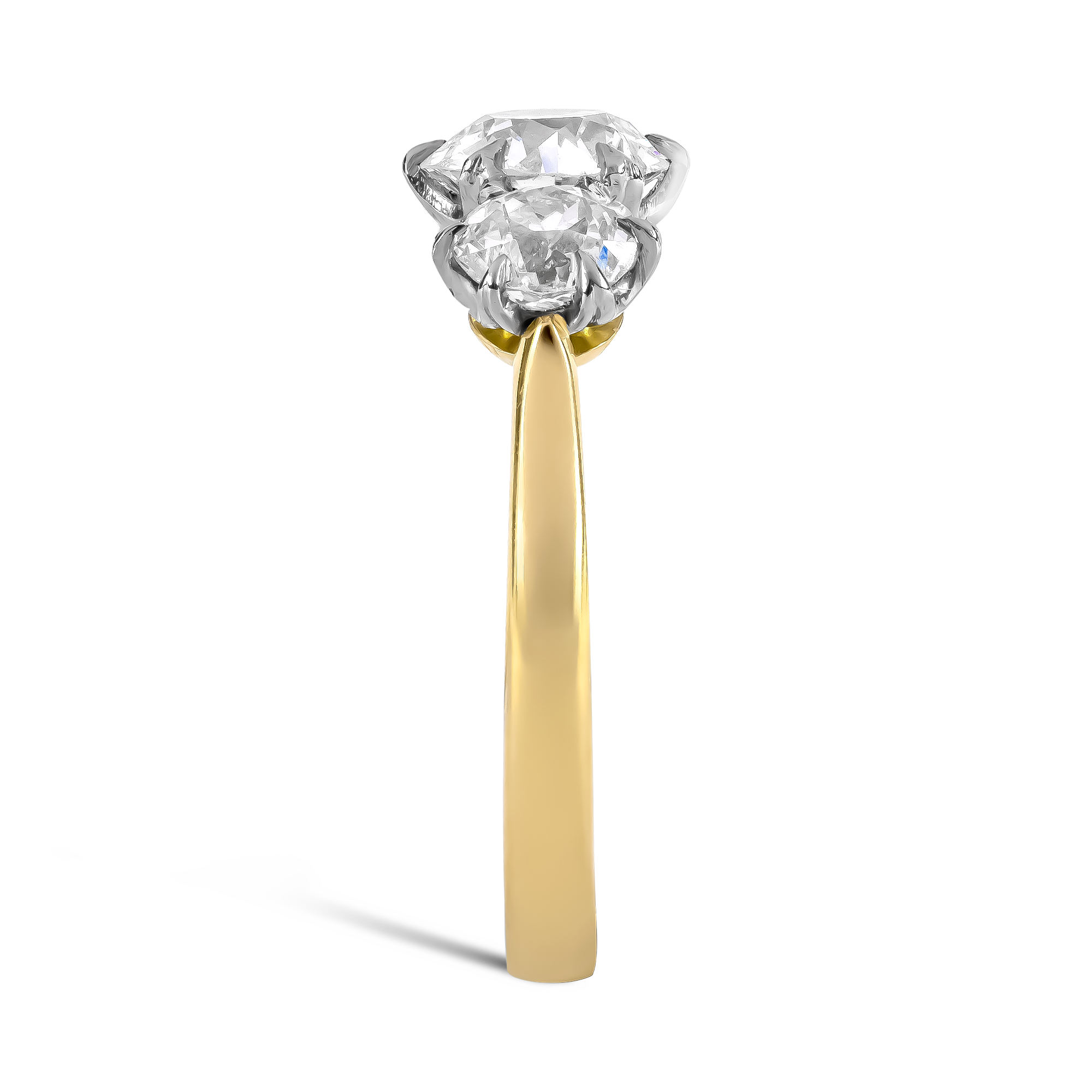 Coronet Old Cut 1.96ct Diamond Three Stone Ring Old Cut, Claw Set_4