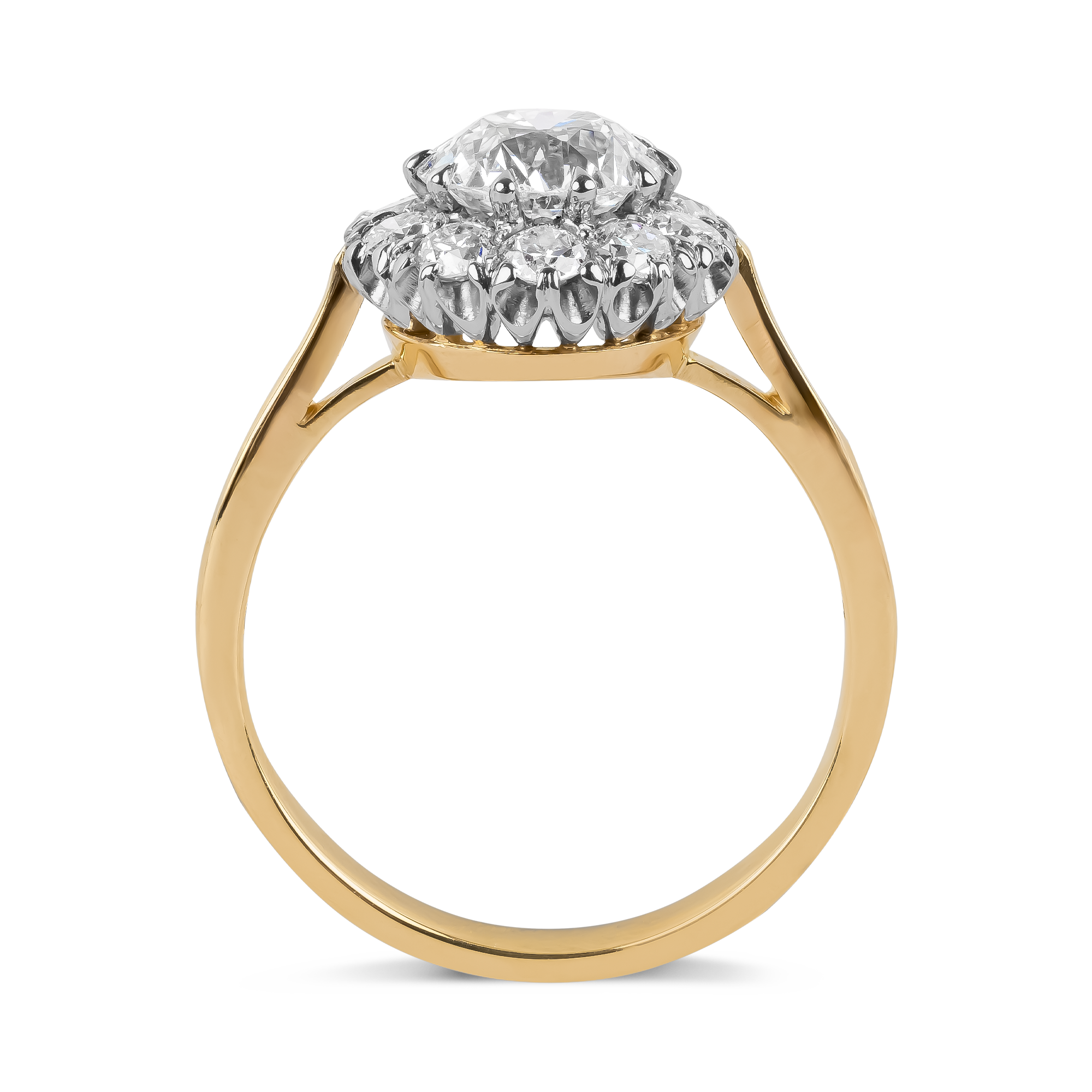 Coronet Old Cut 1.36ct Diamond Cluster Ring Old Cut, Claw Set_3