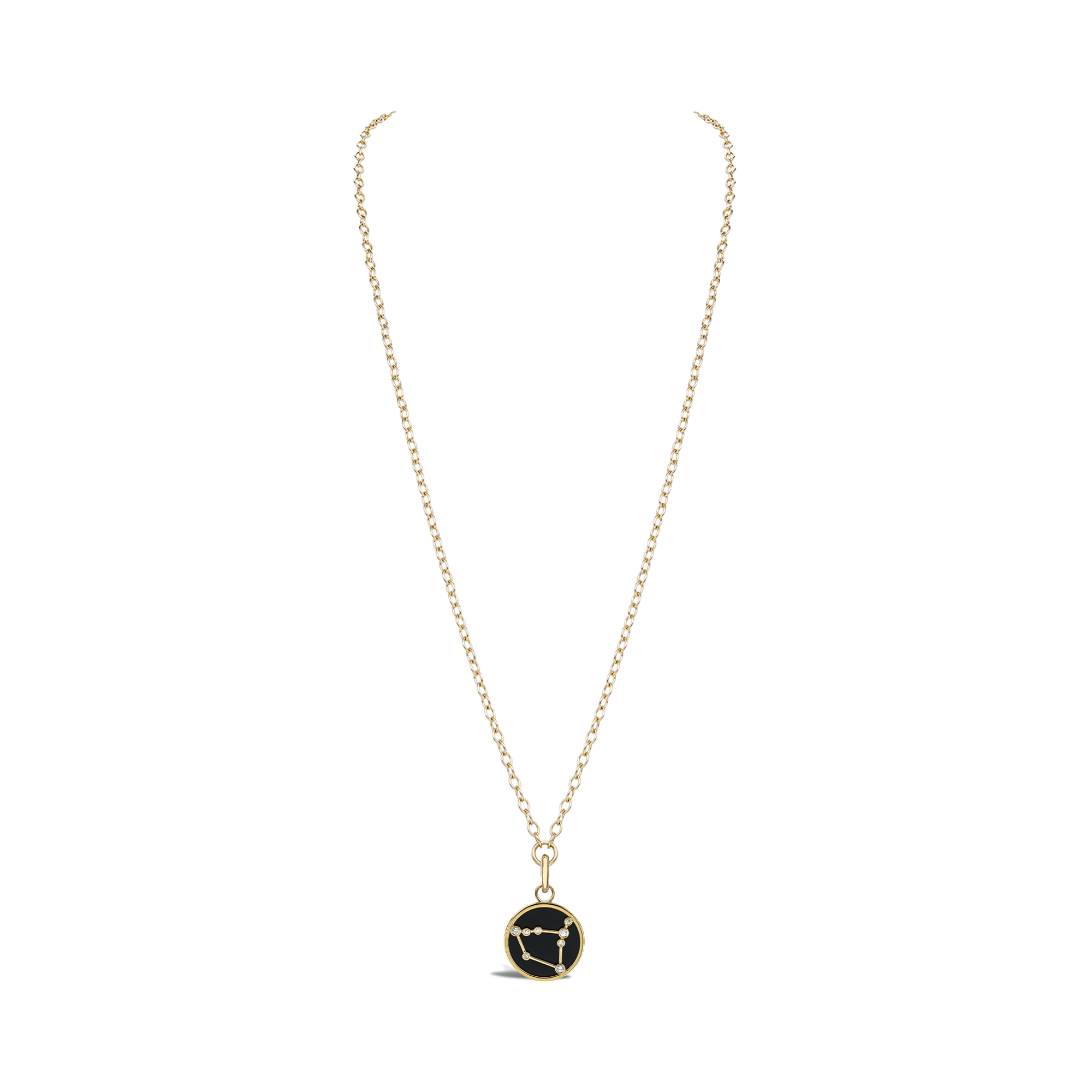 Constellation Diamond and Black Onyx Capricorn Pendant Charm Brilliant Cut, Rubover Set_3