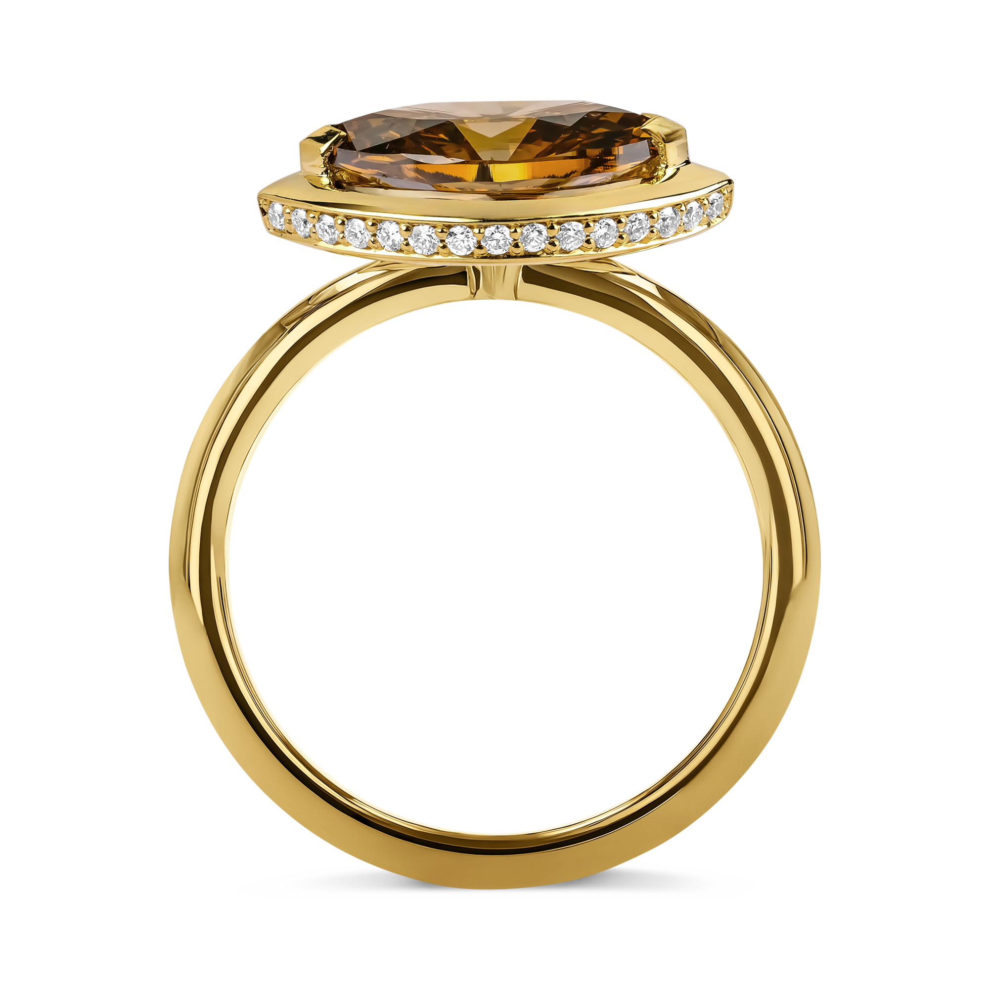 Skimming Stone 2.00ct Fancy Deep Brown Yellow Diamond Ring Marquise Cut, Claw Set_3