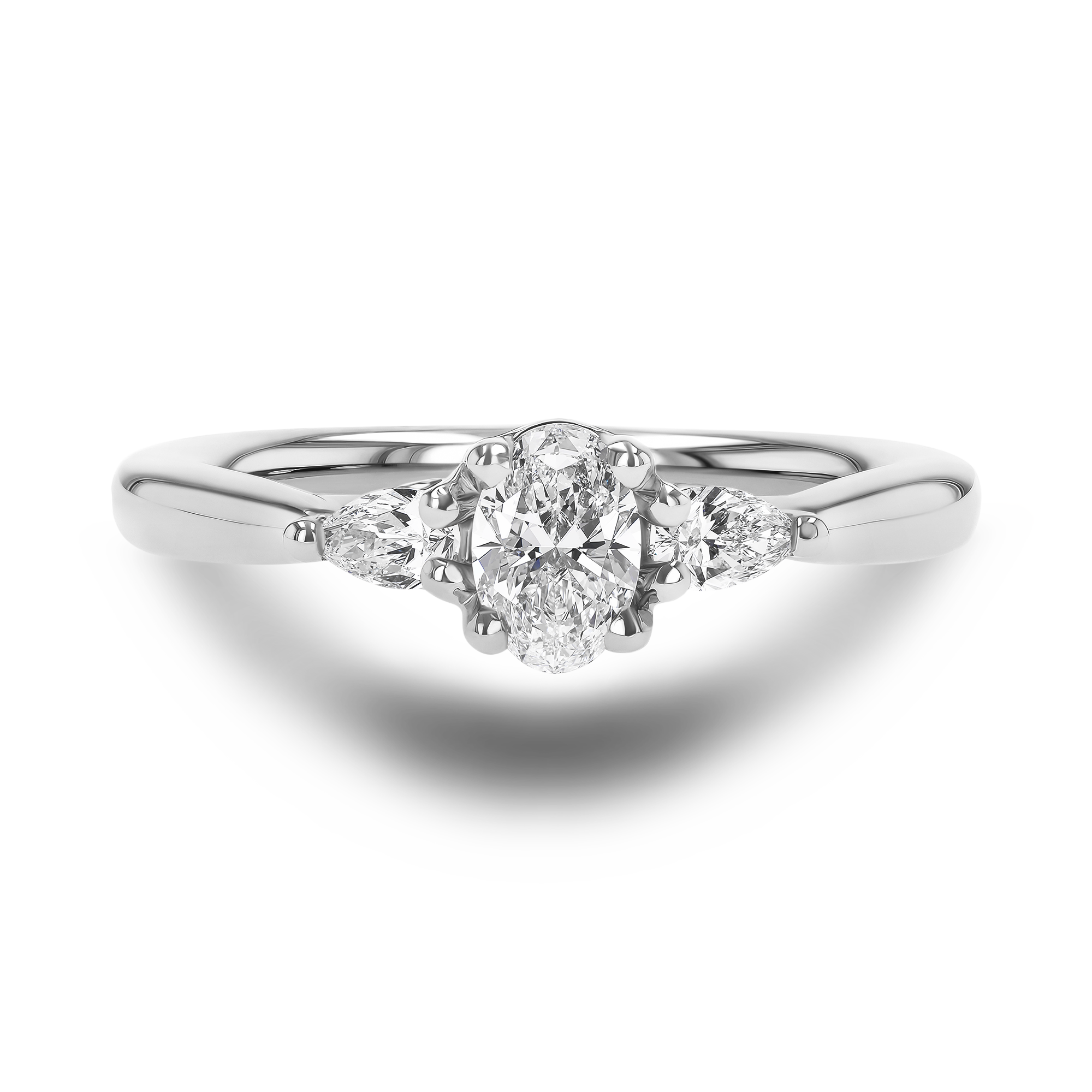 Classic 0.31ct Oval Cut Diamond Three Stone Ring Oval Cut, Claw Set_2
