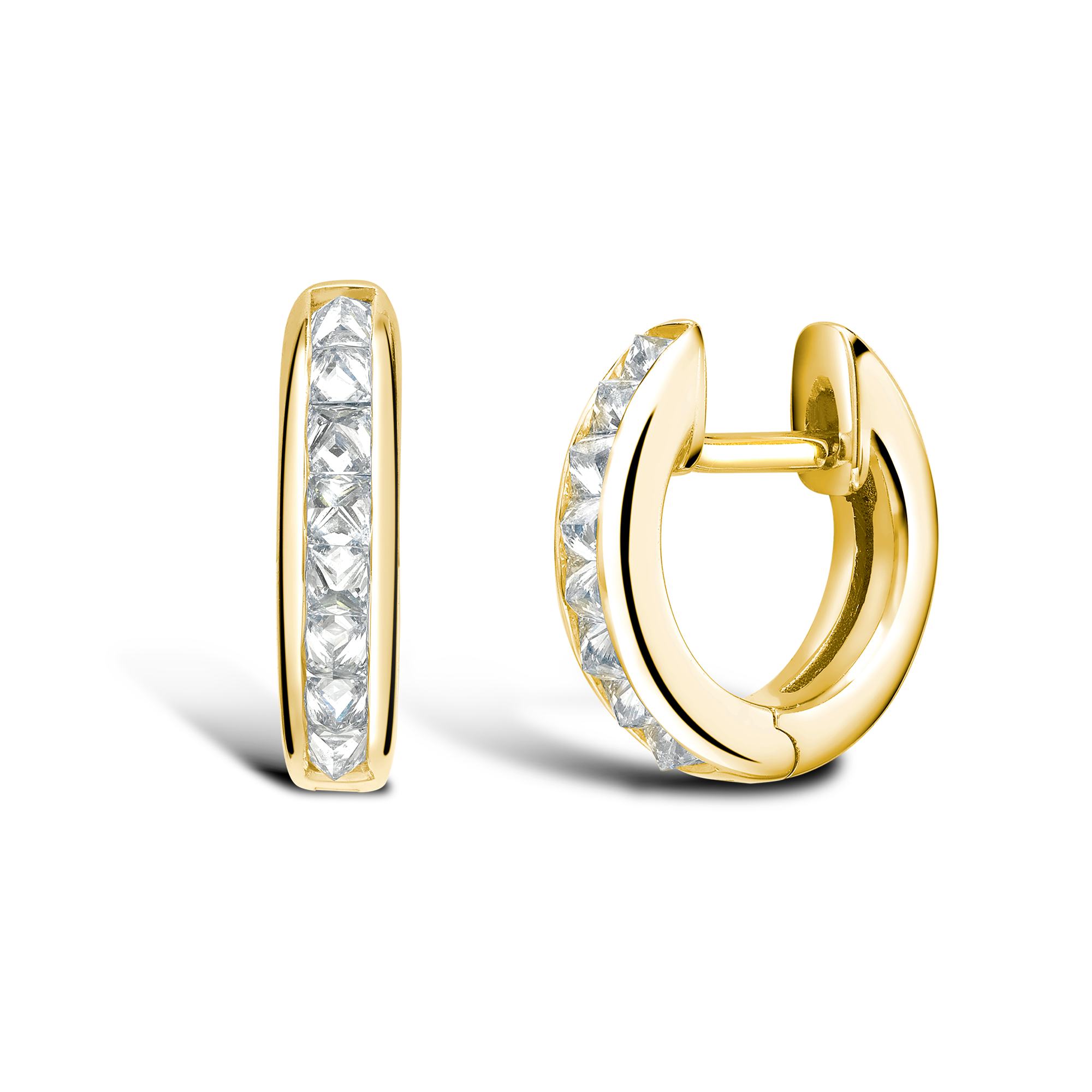 RockChic Diamond Hoop Earrings Princess Cut, Channel Set_1