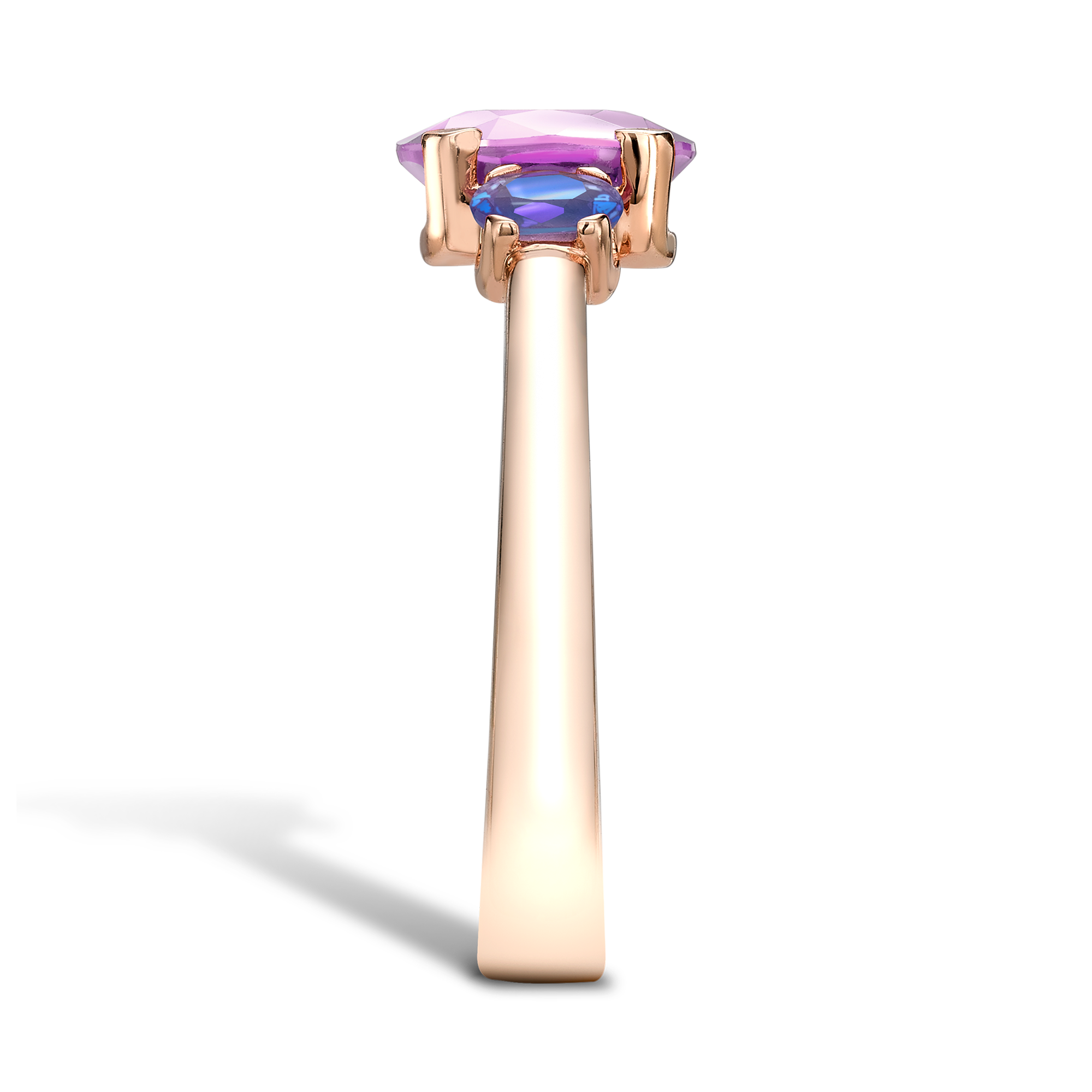Rainbow Fancy Sapphire Three-Stone Ring Oval Cut, Claw Set_4