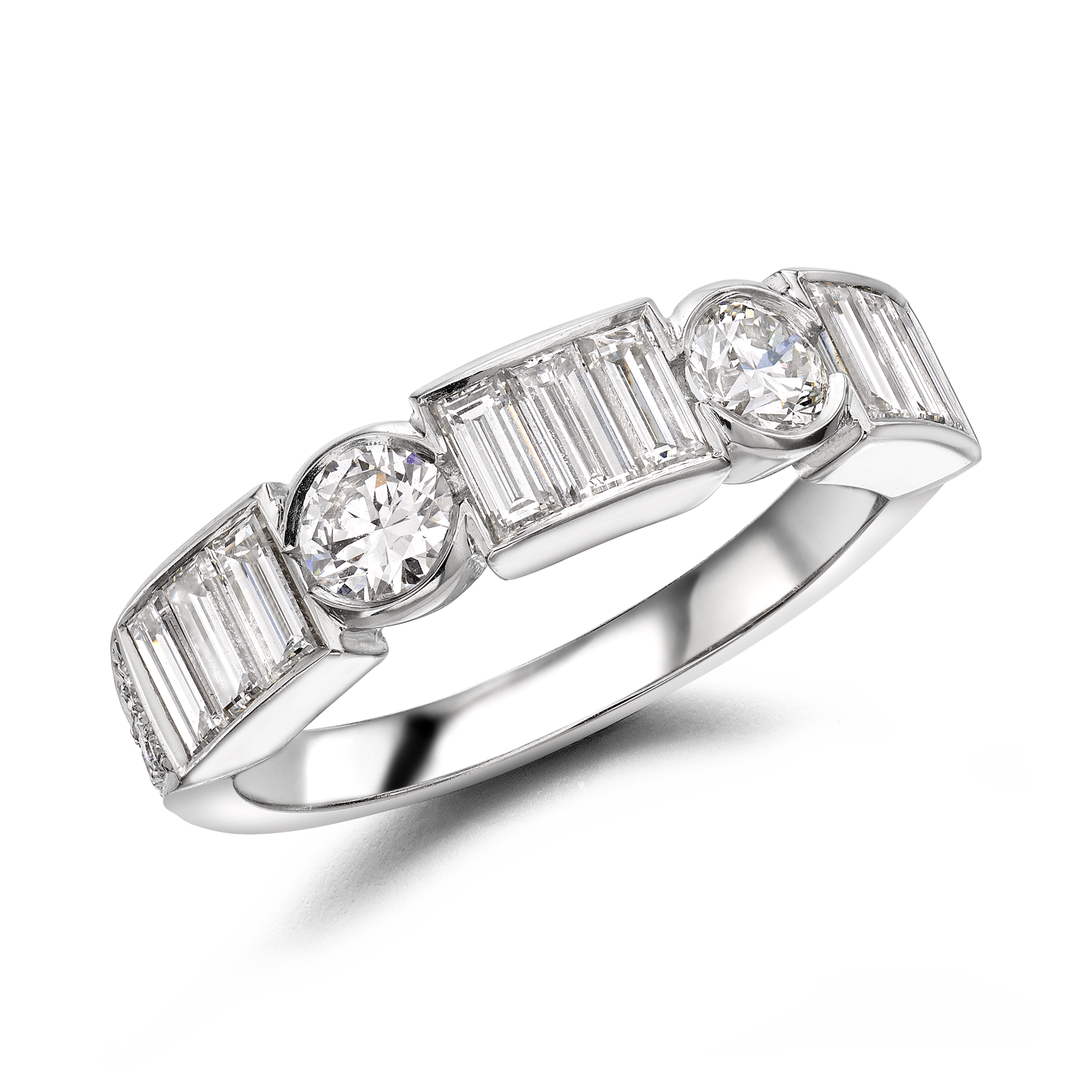 Antrobus Diamond Half Eternity Ring Brilliant & Baguette Cut, Rub Over Set_1