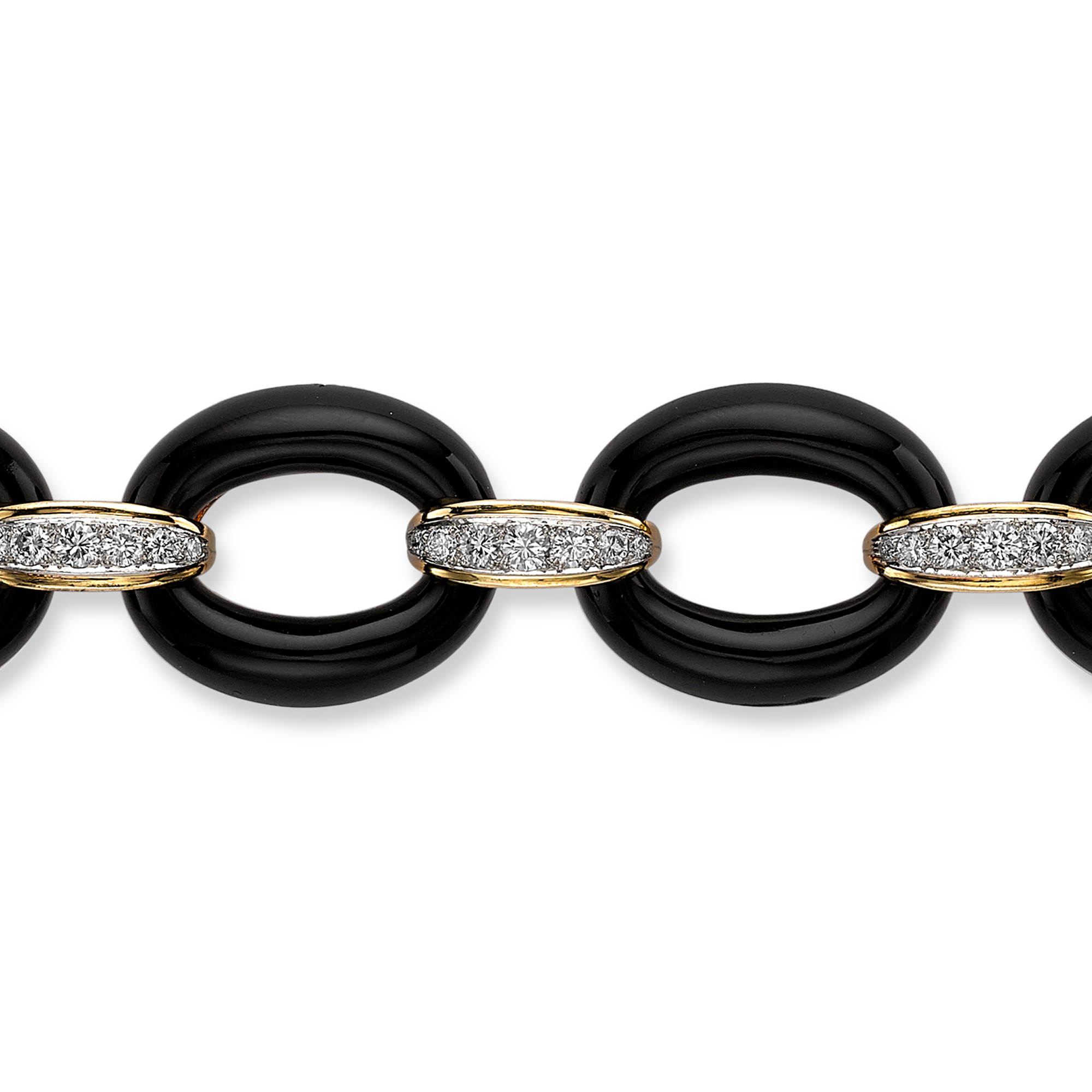 1970s Van Cleef & Arpels Diamond Bracelet Brilliant Cut Diamond Bracelet, with Onyx Links_2